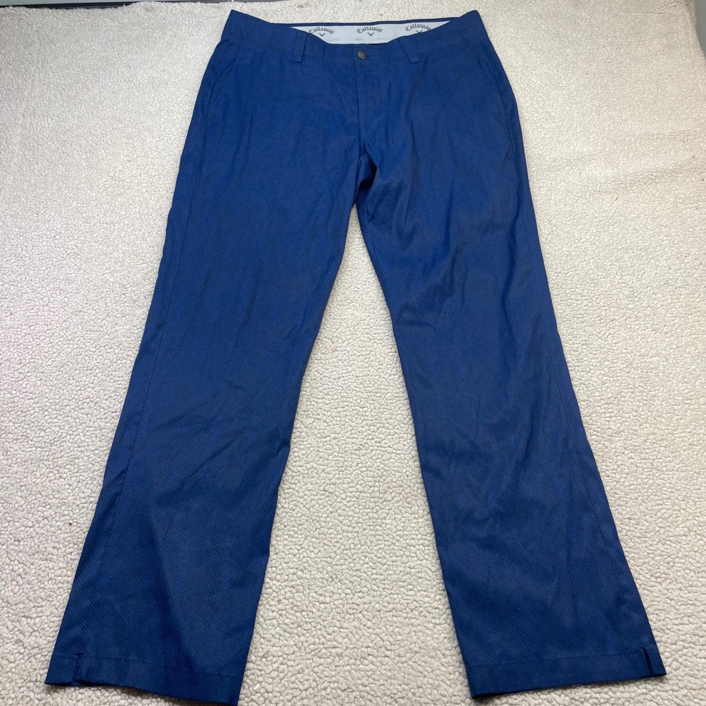 Callaway Golf Pants Men 34x32 Blue Herringbone Chevron Performance Stretch 1517